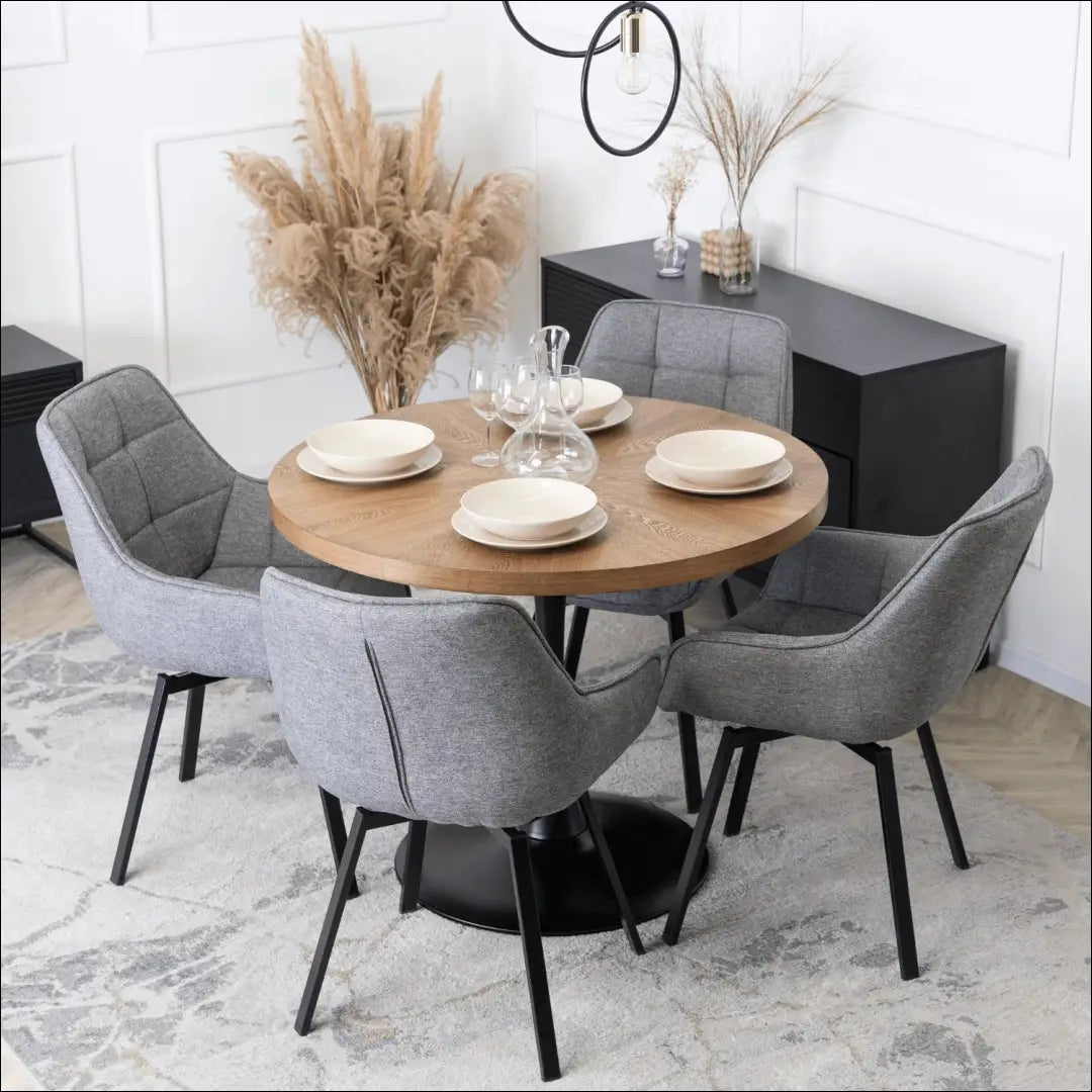 Stalas apvalus iš MDF juodos spalvos / riešuto 100 cm TE163 - €140 Save 15% 100-200, __label:Pristatymas 5-14 d.d.,