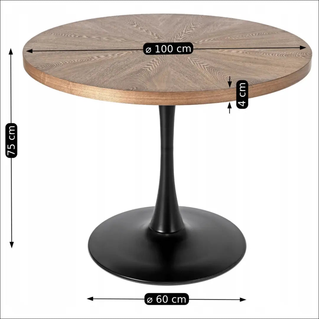 Stalas apvalus iš MDF juodos spalvos / riešuto 100 cm TE163 - €140 Save 15% 100-200, __label:Pristatymas 5-14 d.d.,