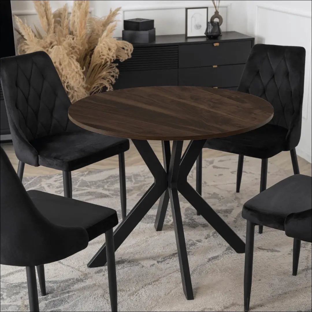 Stalas apvalus iš MDF juodos spalvos / riešuto 90 cm TE617 - €118 Save 15% 100-200, __label:Pristatymas 5-14 d.d.,