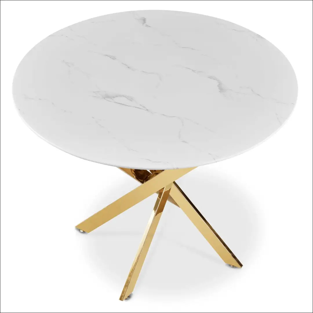 Stalas apvalus su stikliniu stalviršiu baltos spalvos / auksinės 100 cm TE529 - €171 Save 15% 100-200,