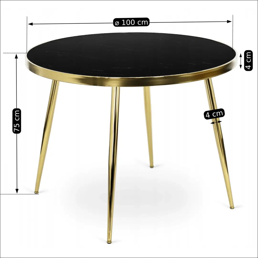 Stalas apvalus su stikliniu stalviršiu juodos spalvos / auksinės 100 cm TE160 - €149 Save 15% 100-200,