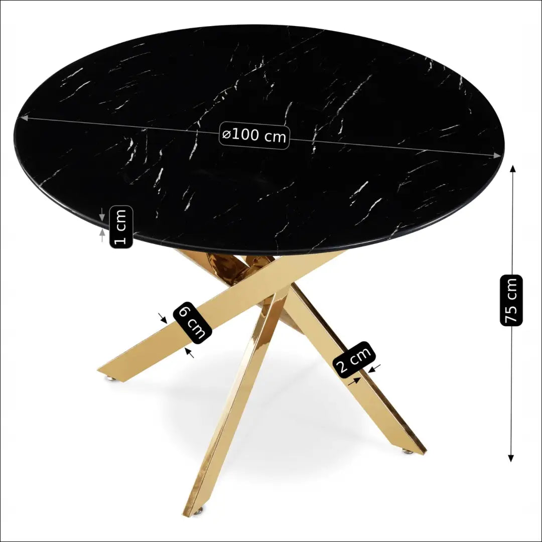 Stalas apvalus su stikliniu stalviršiu juodos spalvos / auksinės 100 cm TE530 - €171 Save 15% 100-200,