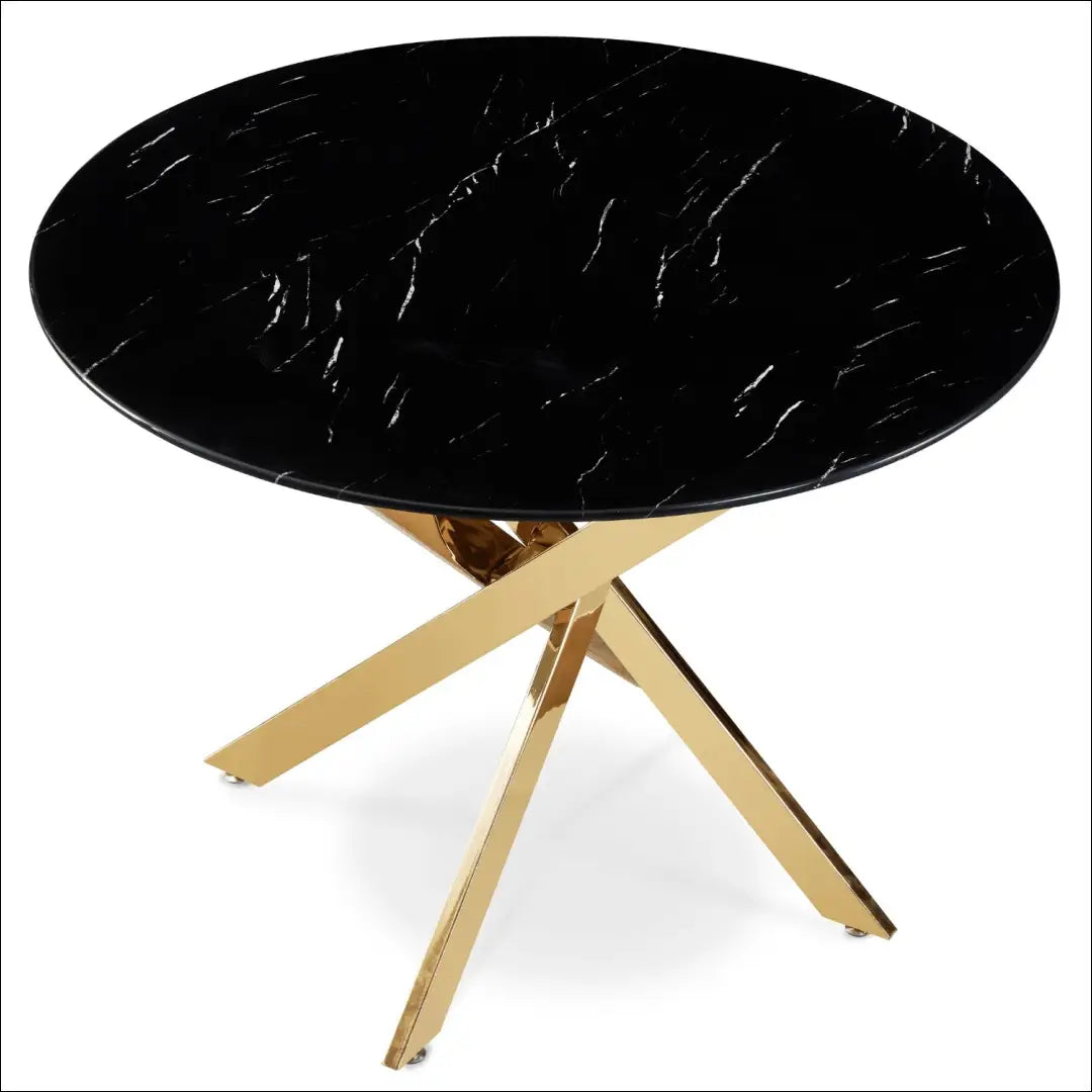 Stalas apvalus su stikliniu stalviršiu juodos spalvos / auksinės 100 cm TE530 - €171 Save 15% 100-200,