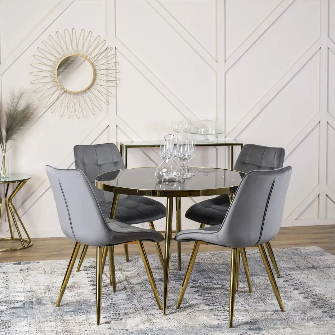 Stalas apvalus su stikliniu stalviršiu juodos spalvos / auksinės 100 cm TE160 - €149 Save 15% 100-200,