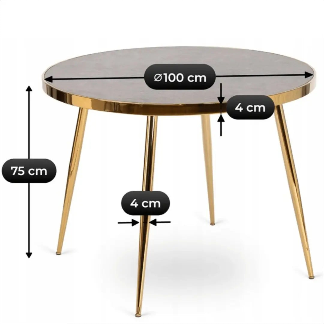 Stalas apvalus su stikliniu stalviršiu pilkos spalvos / auksinės 100 cm TE779 - €149 Save 15% 100-200,