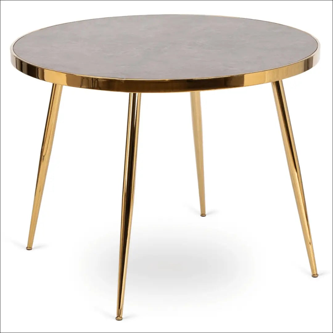 Stalas apvalus su stikliniu stalviršiu pilkos spalvos / auksinės 100 cm TE779 - €149 Save 15% 100-200,