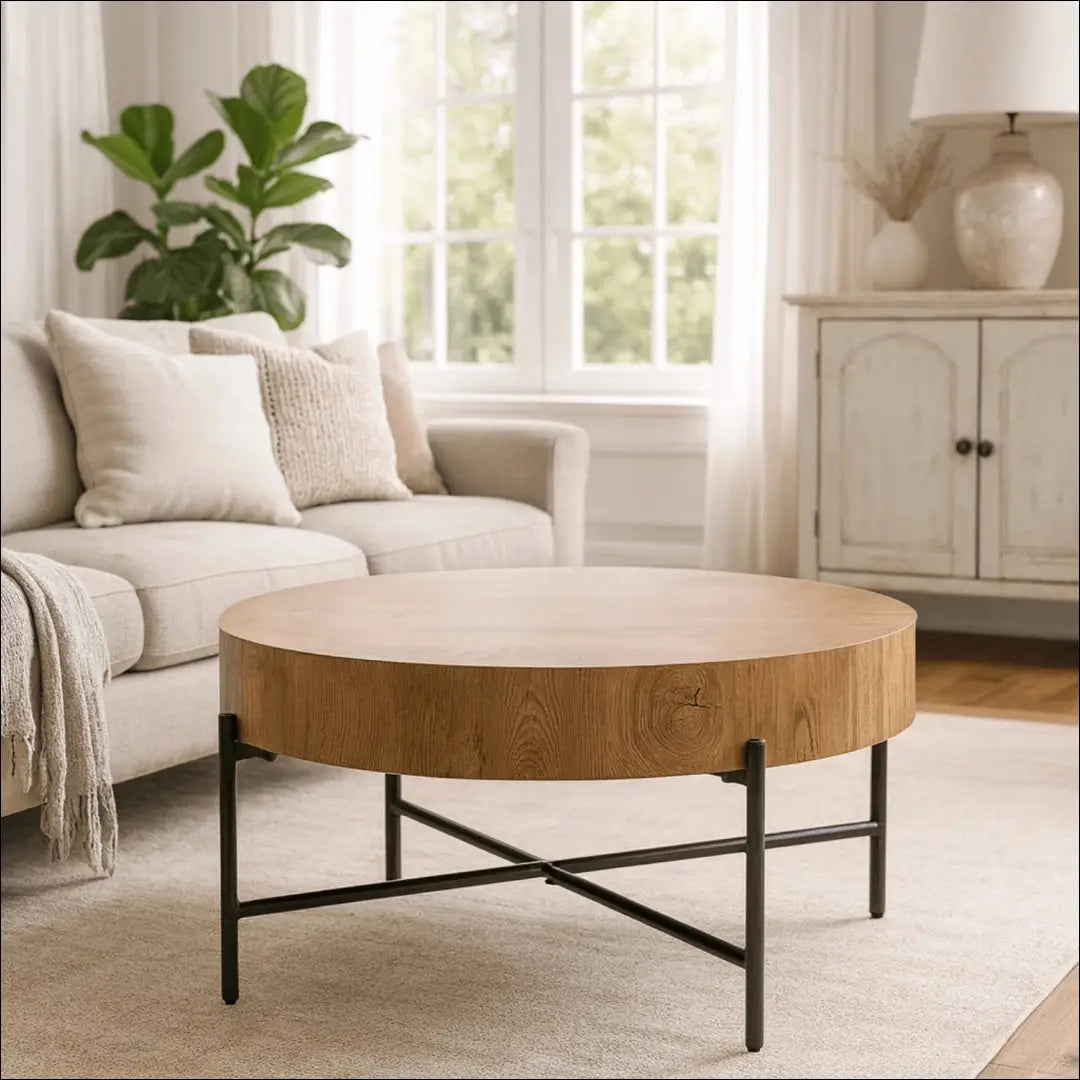 Staliukas apvalus iš MDF ąžuolo spalvos TE249 - €101 Save 15% 100-200, __label:Pristatymas 5-14 d.d., elite, uzsakomi,