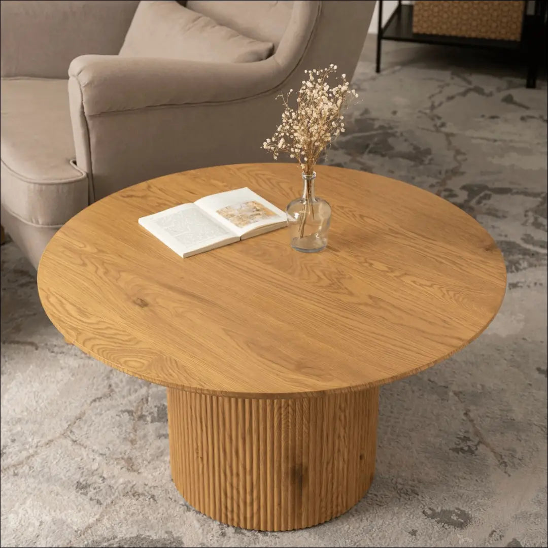 Staliukas apvalus iš MDF ąžuolo spalvos TE307 - €120 Save 15% 100-200, __label:Pristatymas 5-14 d.d., elite, uzsakomi,