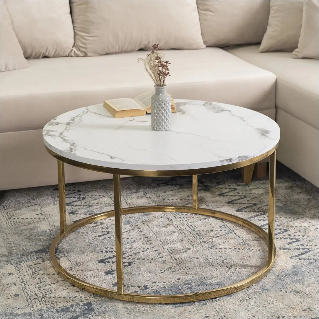 Staliukas apvalus iš MDF baltos spalvos / auksinės TE229 - €82 Save 15% 50-100, __label:Pristatymas 5-14 d.d., elite,