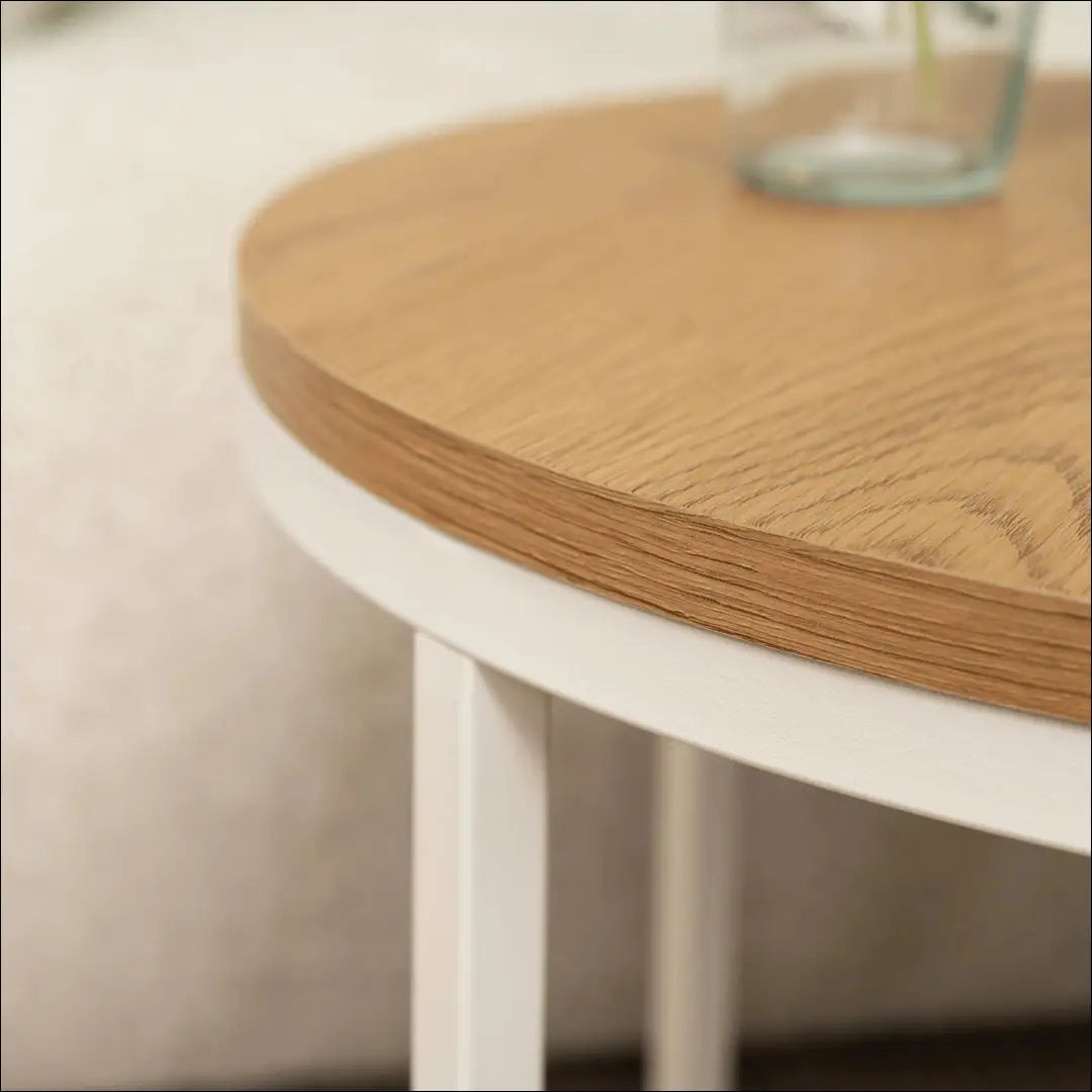Staliukas apvalus iš MDF baltos spalvos / ąžuolo TE284 - €45 Save 15% 25-50, __label:Pristatymas 5-14 d.d., elite,