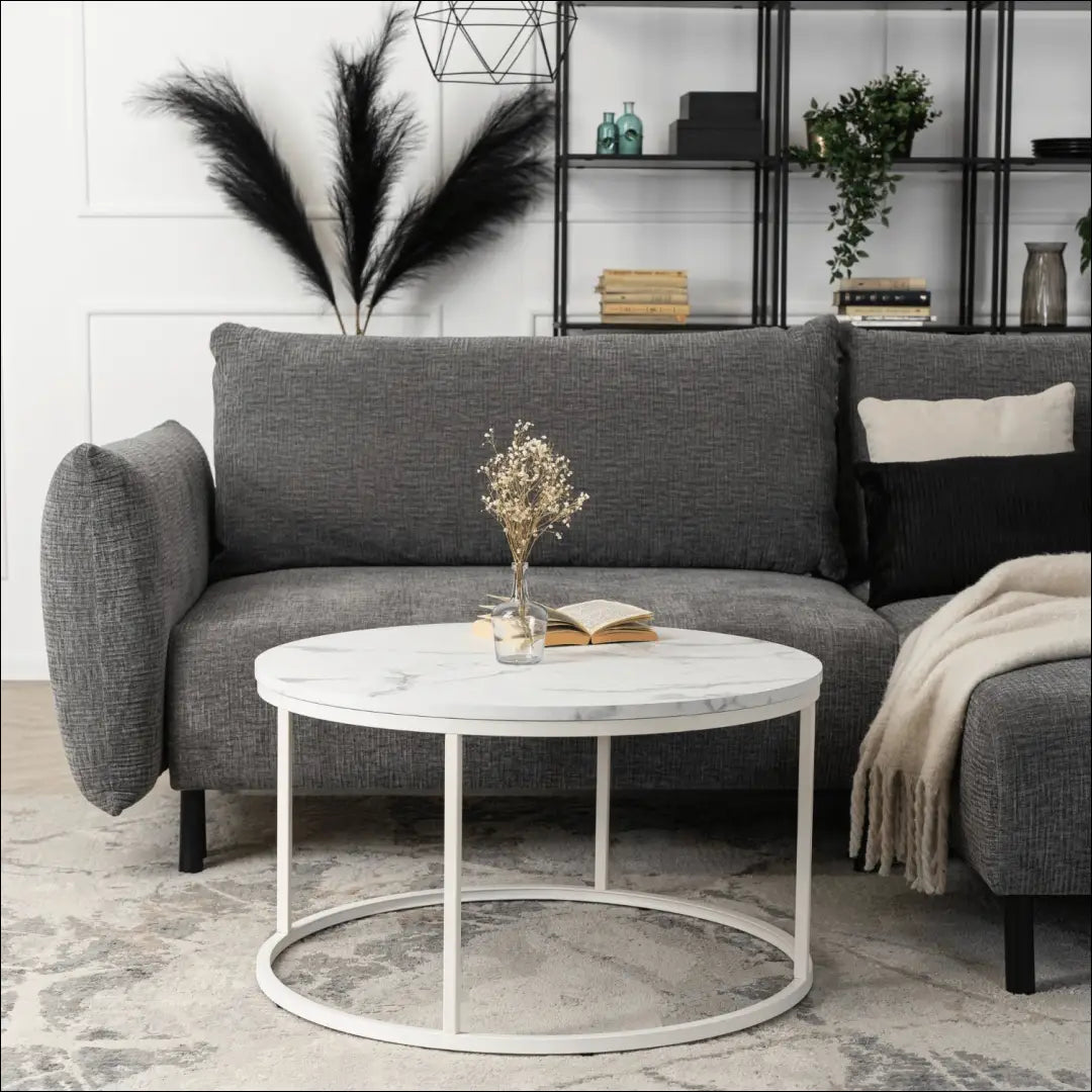 Staliukas apvalus iš MDF baltos spalvos / marmuro TE283 - €70 Save 20% 50-100, __label:Pristatymas 5-14 d.d., elite,