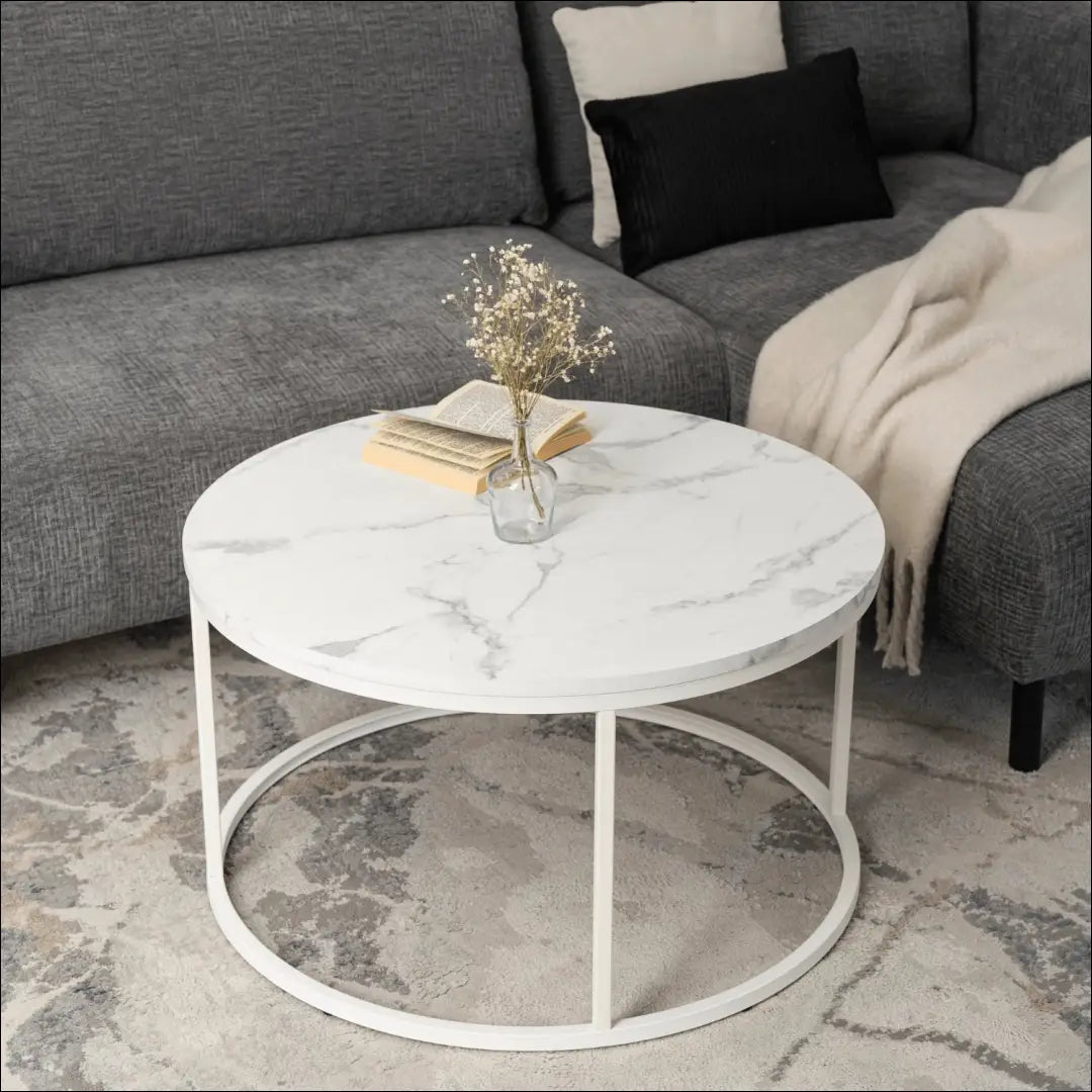 Staliukas apvalus iš MDF baltos spalvos / marmuro TE283 - €70 Save 20% 50-100, __label:Pristatymas 5-14 d.d., elite,