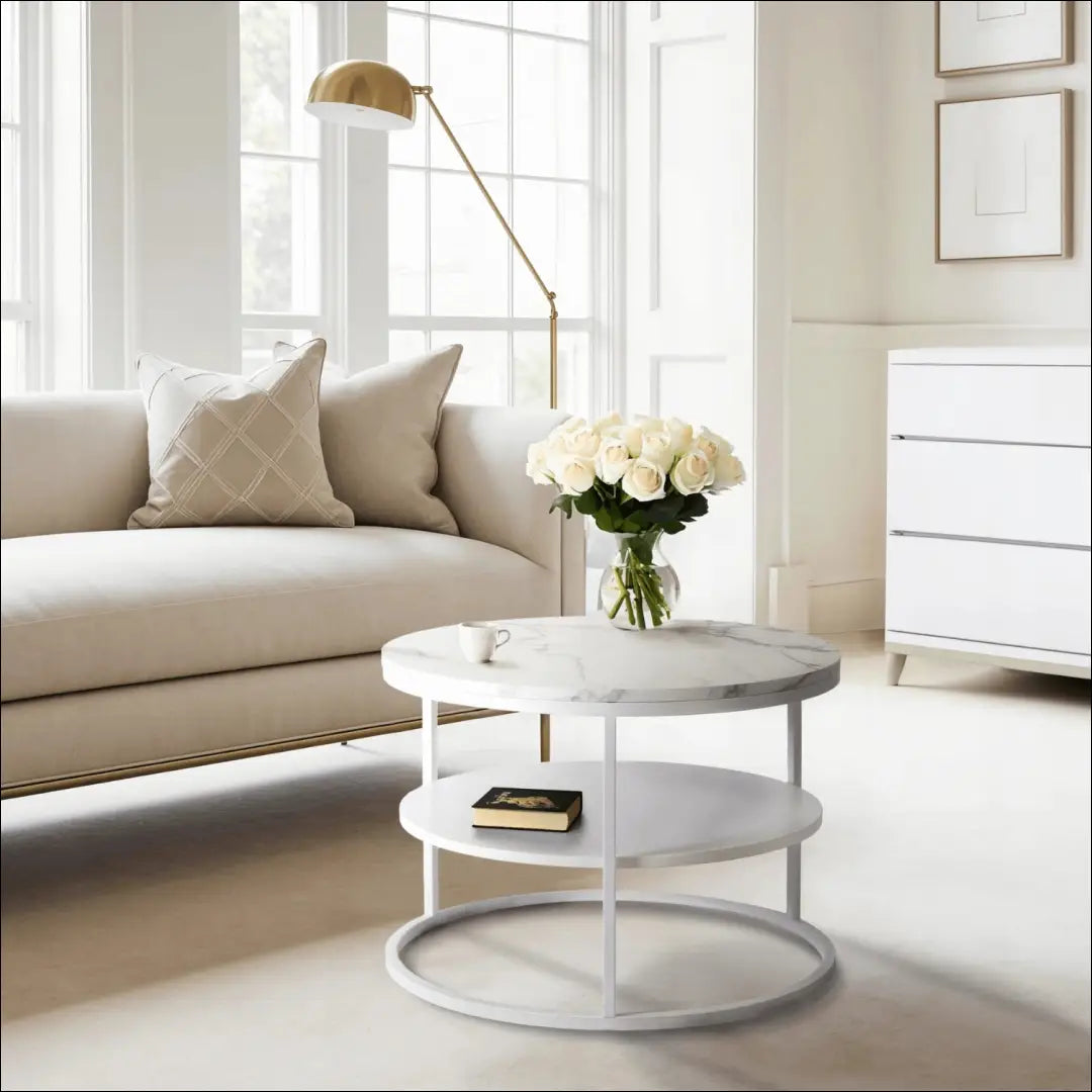 Staliukas apvalus iš MDF baltos spalvos / marmuro TE493 - €95 Save 15% 50-100, __label:Pristatymas 5-14 d.d., elite,
