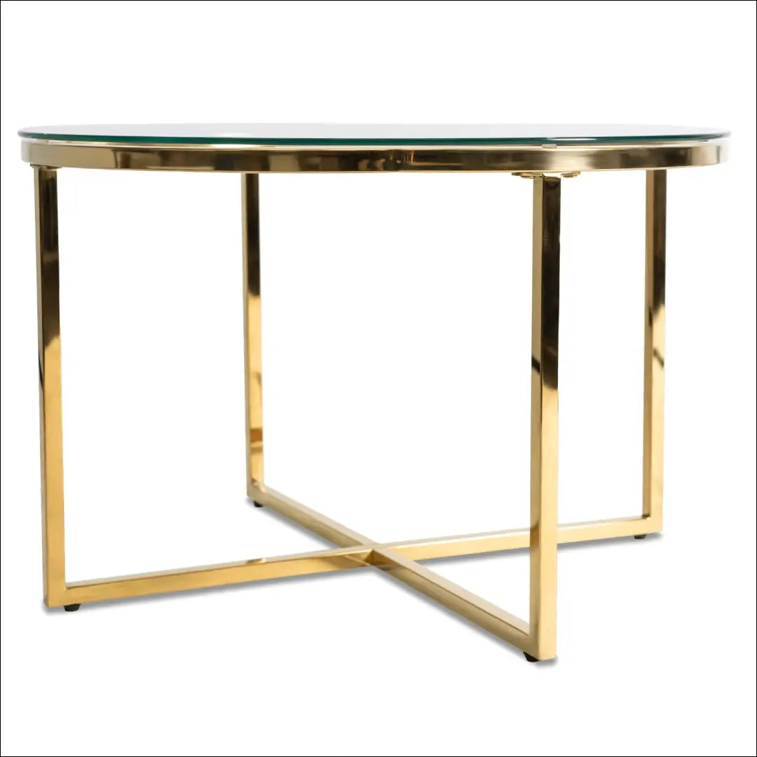Staliukas apvalus su stikliniu stalviršiu auksinės spalvos TE494 - €97 Save 15% 50-100, __label:Pristatymas 5-14 d.d.,