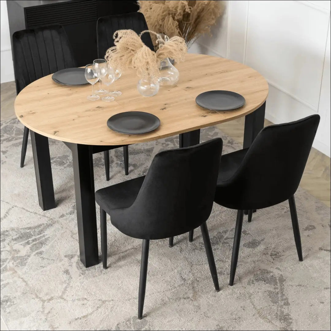 Stalo 102–142 cm „Artisan Oak/Black“ ir 4 juodų kėdžių komplektas TE2412 - €351 Save 15% __label:Pristatymas 5-14 d.d.,