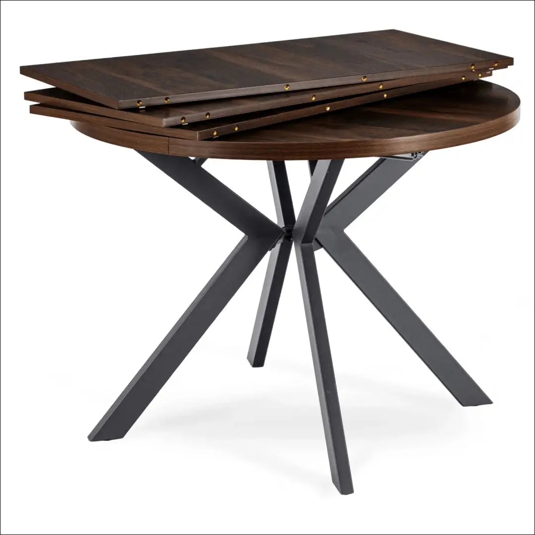 Stalų komplektas 100–250 cm riešuto spalvos/juodas ir 4 juodos kėdės TE2435 - €469 Save 15% __label:Pristatymas 5-14