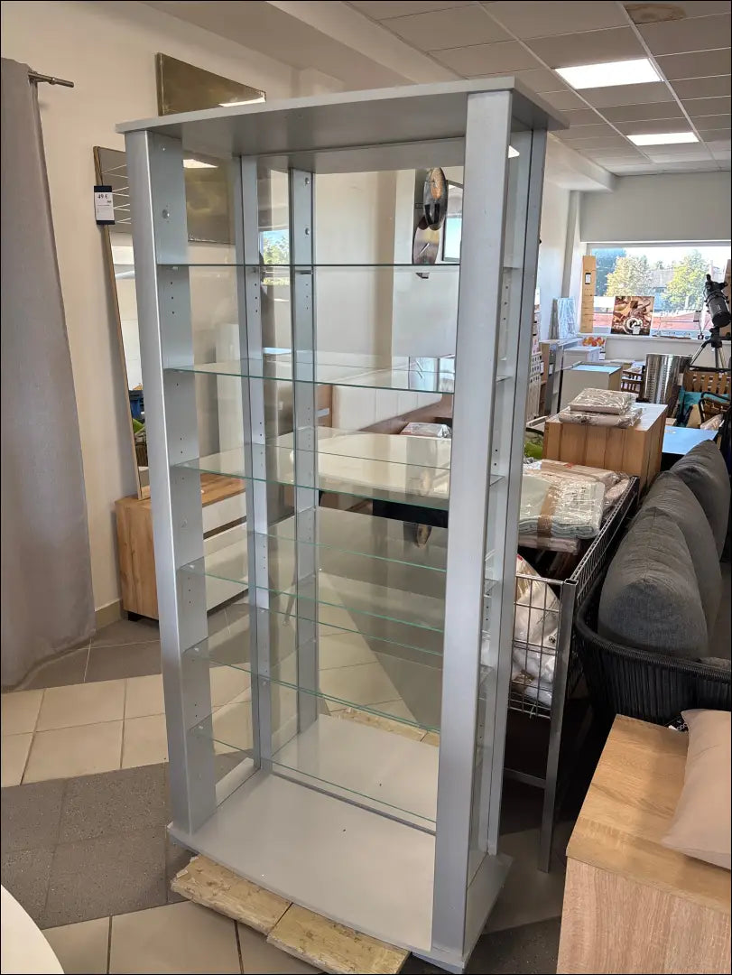 Stiklinė pastatoma lentyna SI1837 - €50 Save 85% 50-100, __label:Pristatymas 1-2 d.d., color-pilka, color-sidabrine,