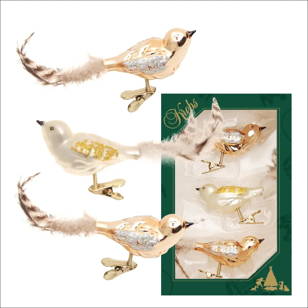 Stikliniai Kalėdų eglutės papuošalai - paukščiai 3 vnt DA331 - €11 Save 50% __label:Pristatymas 1-2 d.d., kaledos,