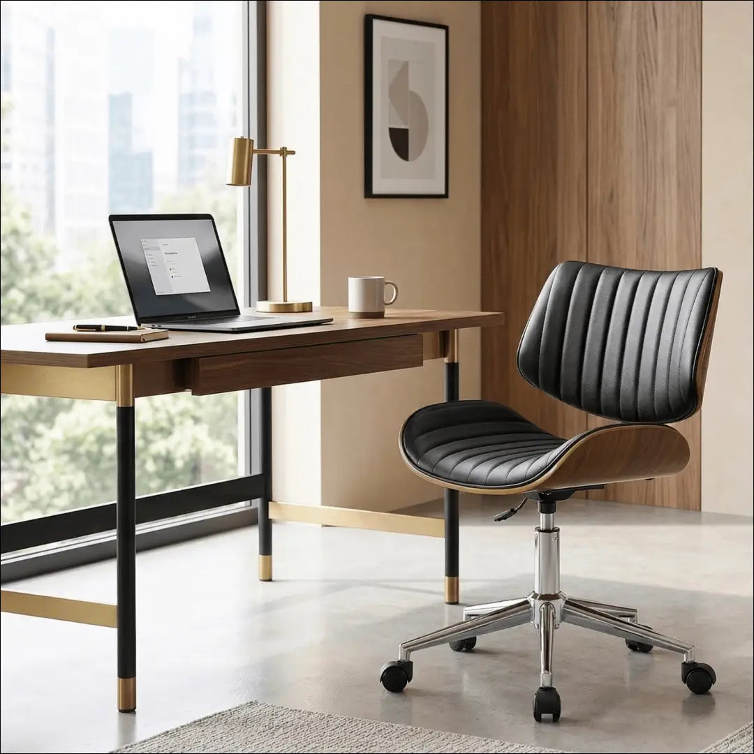 Sukamas biuro fotelis iš eko odos juodos spalvos TE007 - €104 Save 15% 100-200, __label:Pristatymas 5-14 d.d., elite,