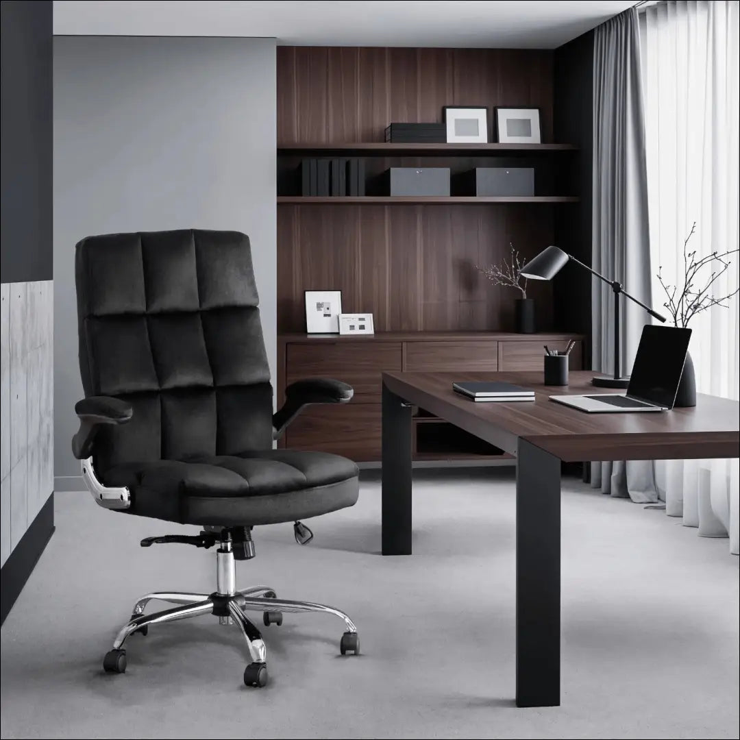 Sukama biuro kėdė su veliūro audiniu juodos spalvos TE115 - €197 Save 15% 100-200, __label:Pristatymas 5-14 d.d.,