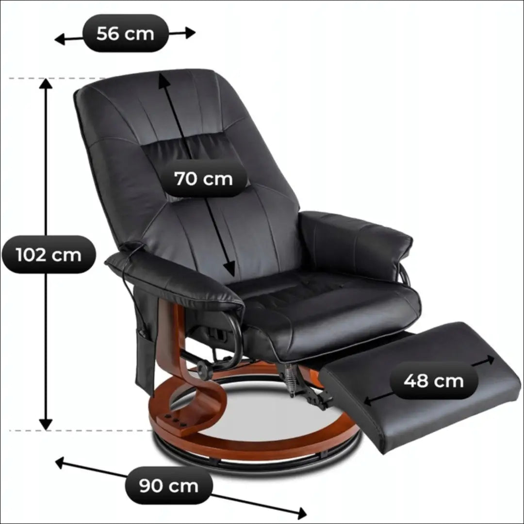 Sukamas masažinis fotelis su šildymo funkcija iš eko odos juodos spalvos TE742 - €320 Save 15% __label:Pristatymas 5-14