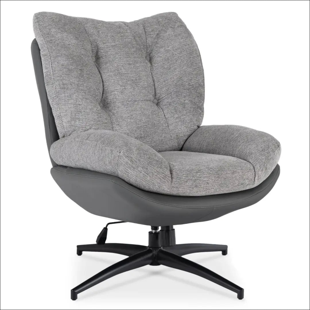 Sukamas poilsio fotelis iš eko odos su audiniu juodos spalvos / pilkos TE1033 - €297 Save 15% __label:Pristatymas 5-14