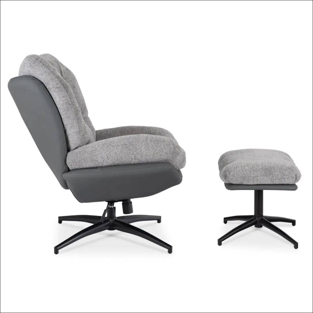 Sukamas poilsio fotelis iš eko odos su audiniu juodos spalvos / pilkos TE1033 - €297 Save 15% __label:Pristatymas 5-14