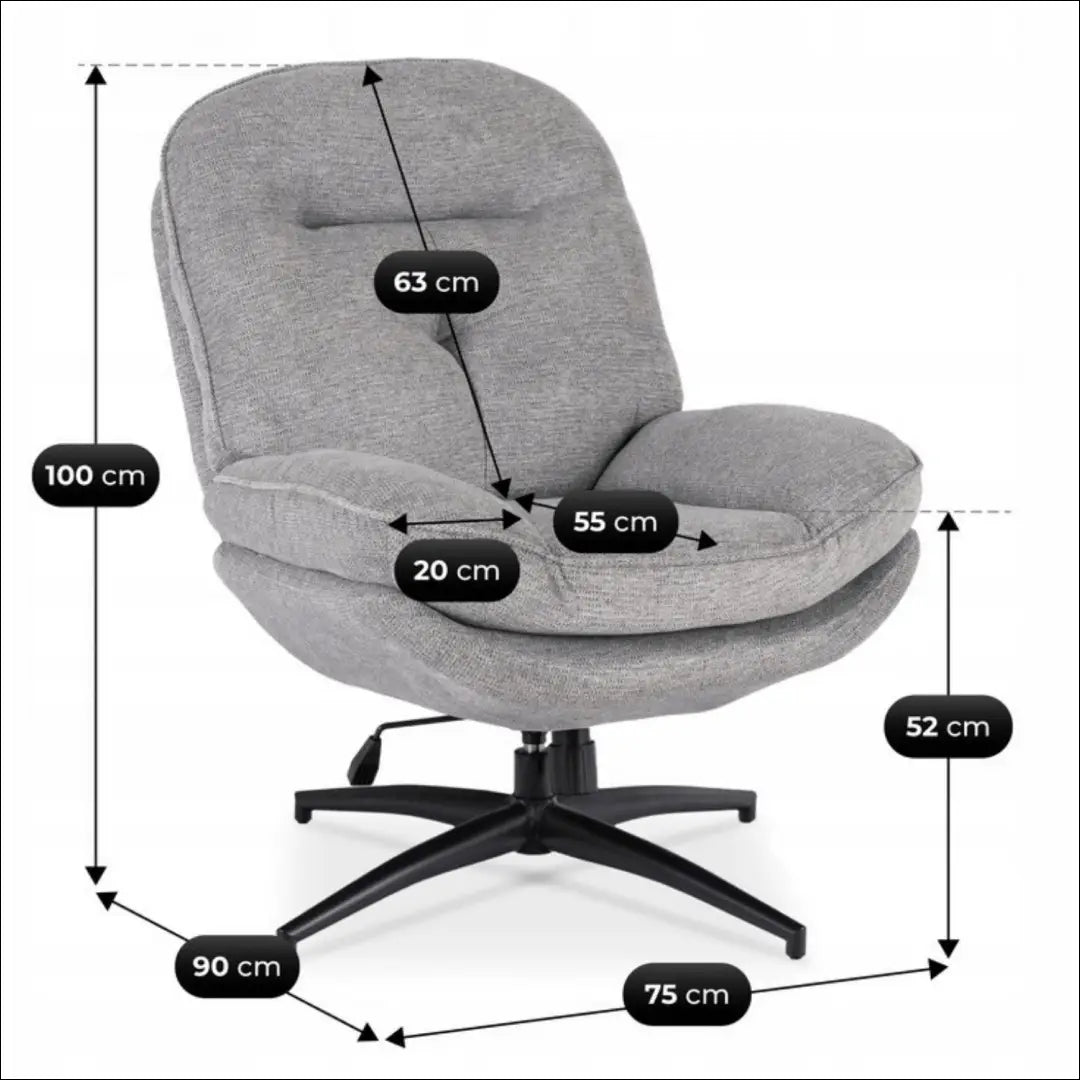 Sukamas poilsio fotelis su audiniu pilkos spalvos TE1137 - €302 Save 15% __label:Pristatymas 5-14 d.d., elite, Fotele