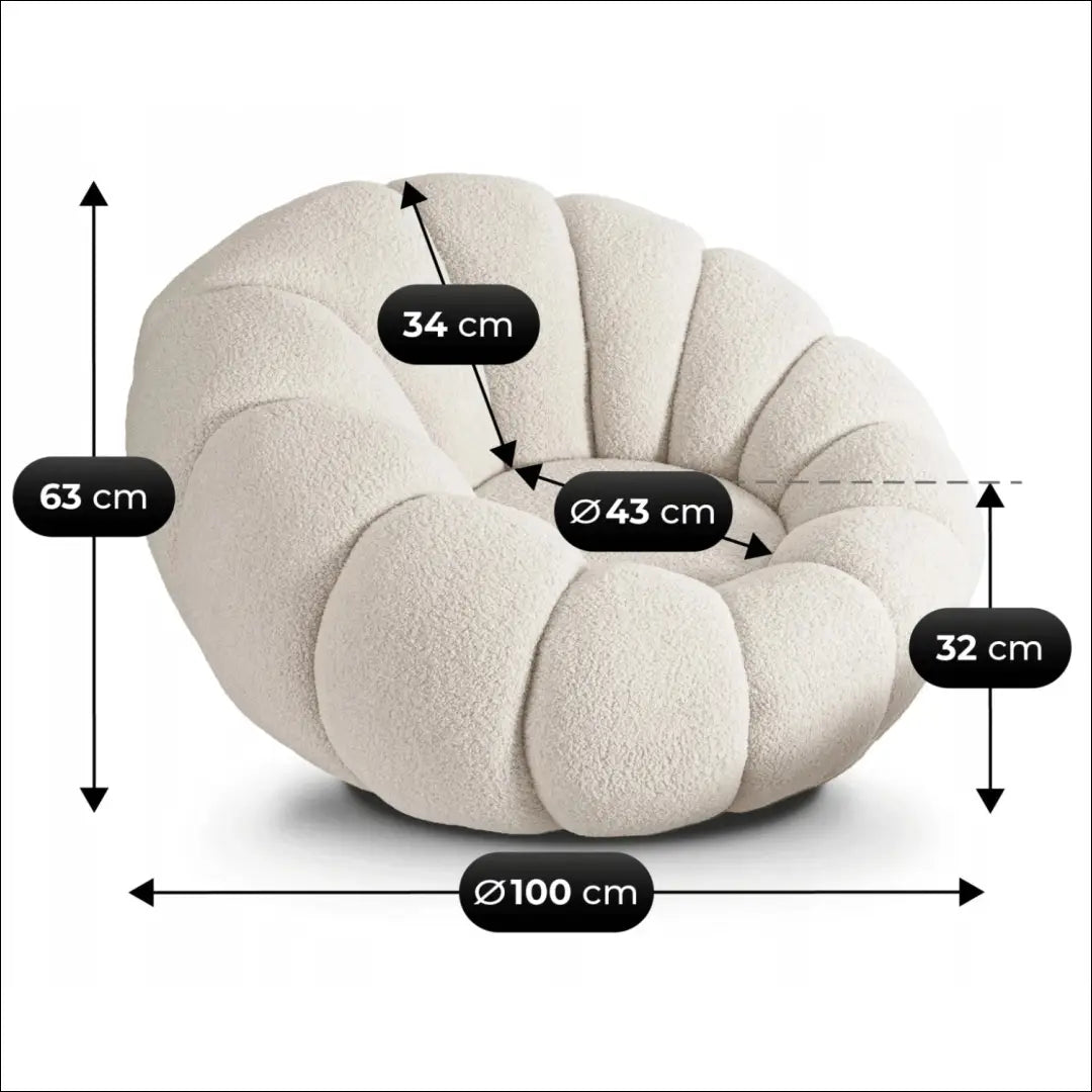 Sukamas poilsio fotelis su buklė audinio audiniu kreminės spalvos TE474 - €254 Save 15% __label:Pristatymas 5-14 d.d.,