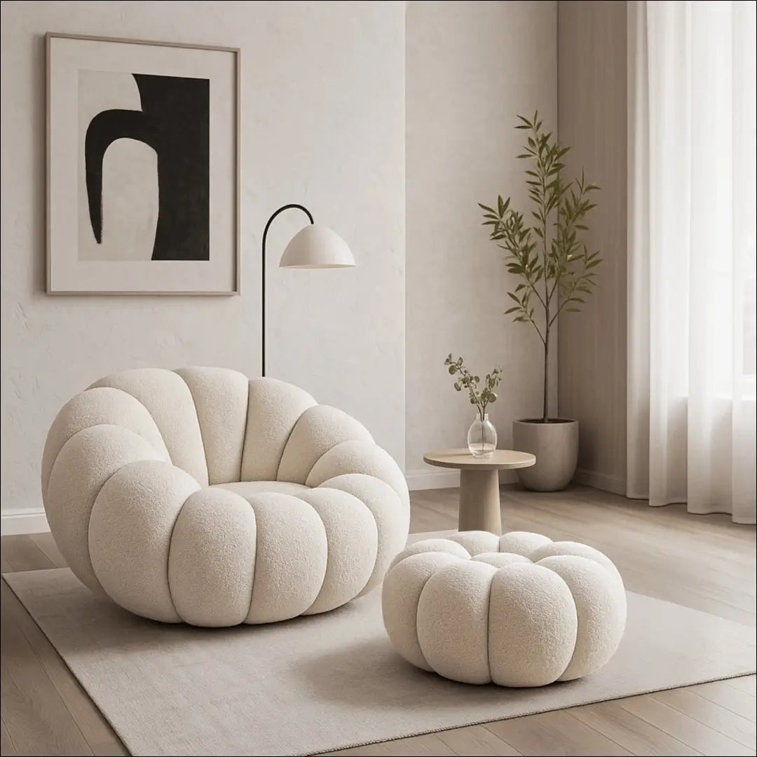 Sukamas poilsio fotelis su buklė audinio audiniu kreminės spalvos TE474 - €254 Save 15% __label:Pristatymas 5-14 d.d.,