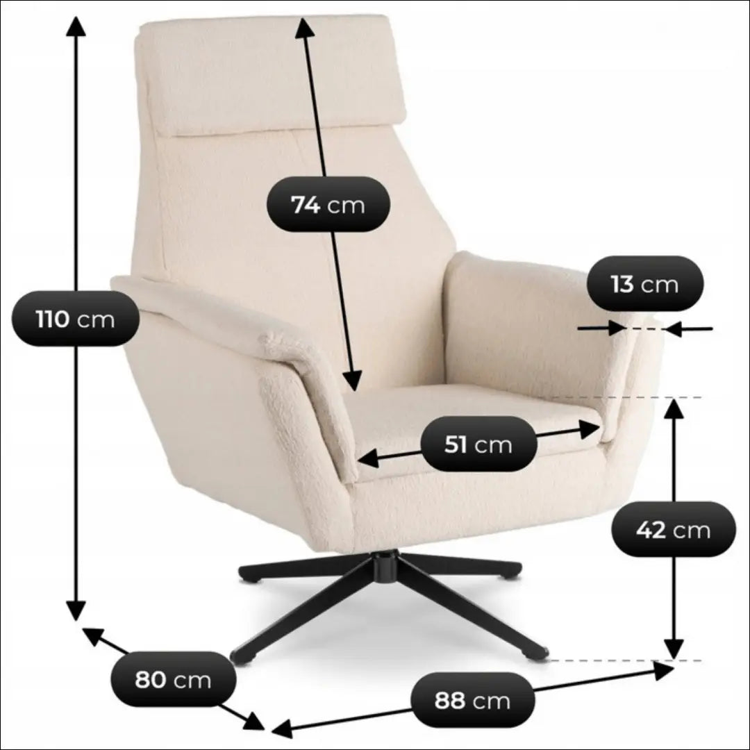 Sukamas poilsio fotelis su buklė audinio audiniu smėlio spalvos / kreminės TE867 - €321 Save 15% __label:Pristatymas
