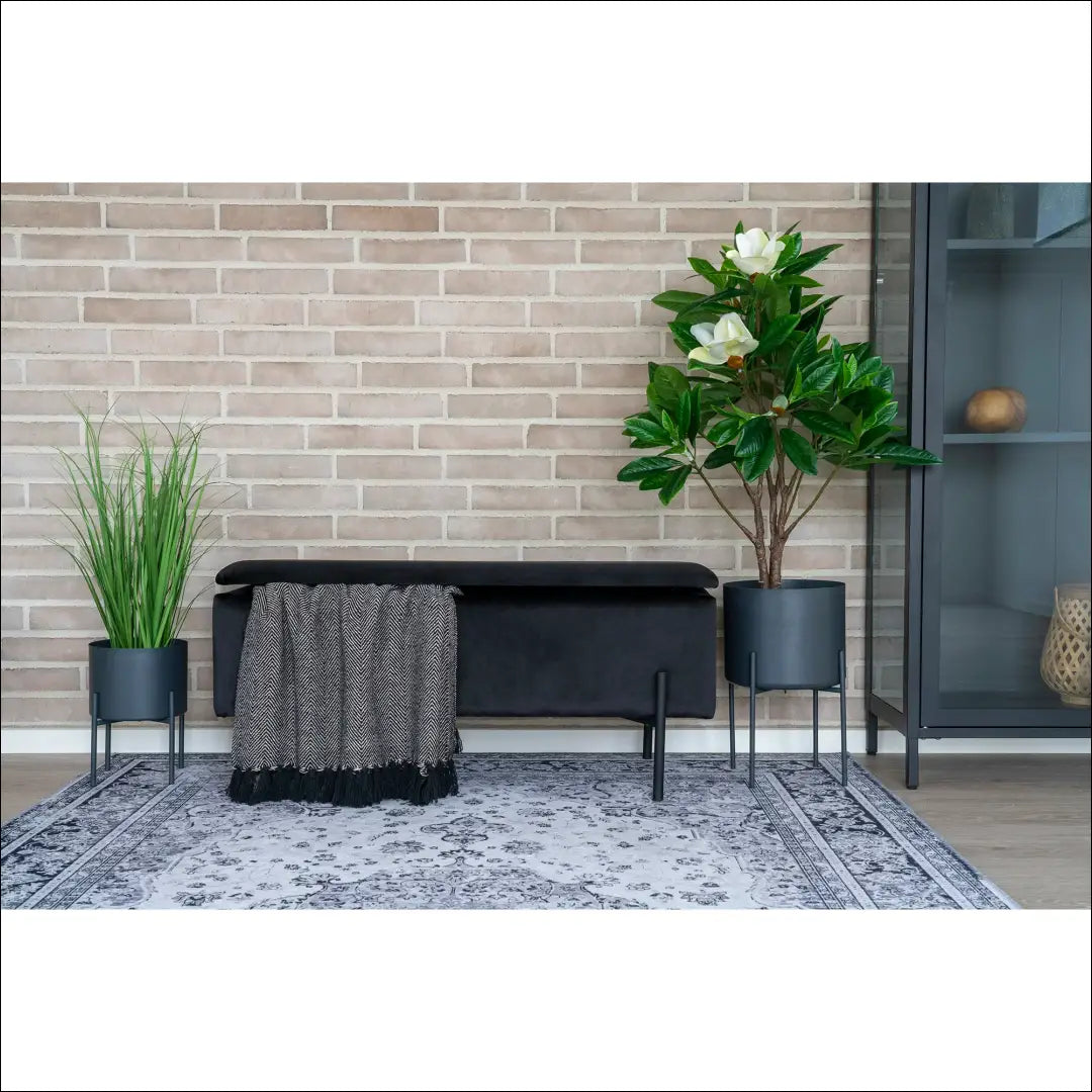Suoliukas su daiktadėže aksominis juodas 95x36,5x43 cm RD261 - €160 Save 15% 100-200, __label:Pristatymas 5-14 d.d.,