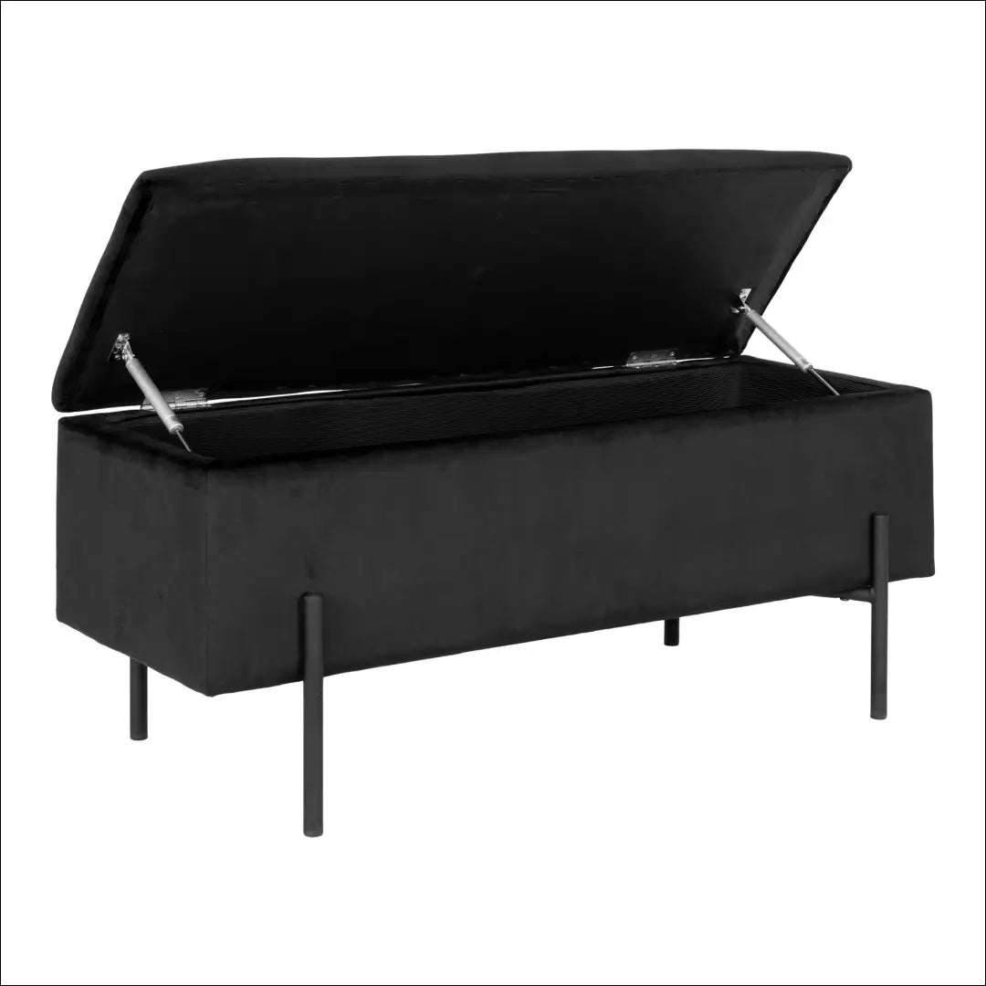 Suoliukas su daiktadėže aksominis juodas 95x36,5x43 cm RD261 - €160 Save 15% 100-200, __label:Pristatymas 5-14 d.d.,