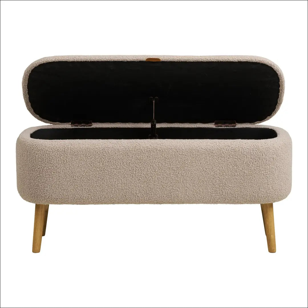 Suoliukas su daiktadėže bouclé smėlio spalvos 95x37x45 cm RD257 - €145 Save 15% 100-200, __label:Pristatymas 5-14 d.d.,