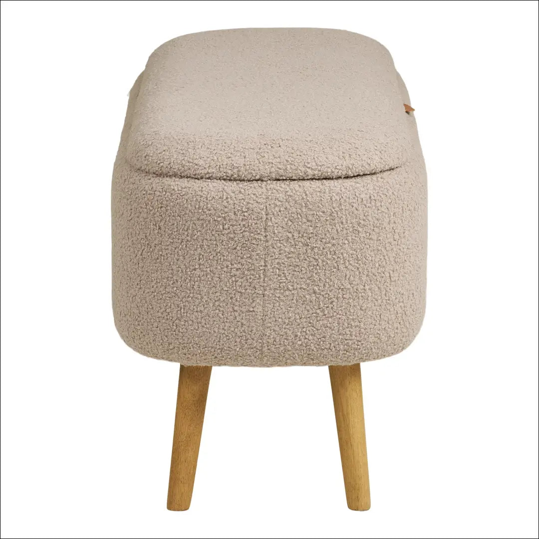 Suoliukas su daiktadėže bouclé smėlio spalvos 95x37x45 cm RD257 - €145 Save 15% 100-200, __label:Pristatymas 5-14 d.d.,
