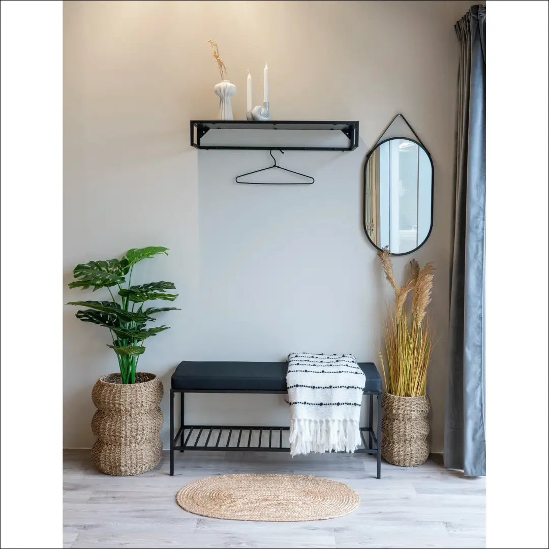 Suoliukas su pagalvėle ir lentyna juodas juodomis kojelėmis 100x36x48,5 cm RD253 - €111 Save 15% 100-200,