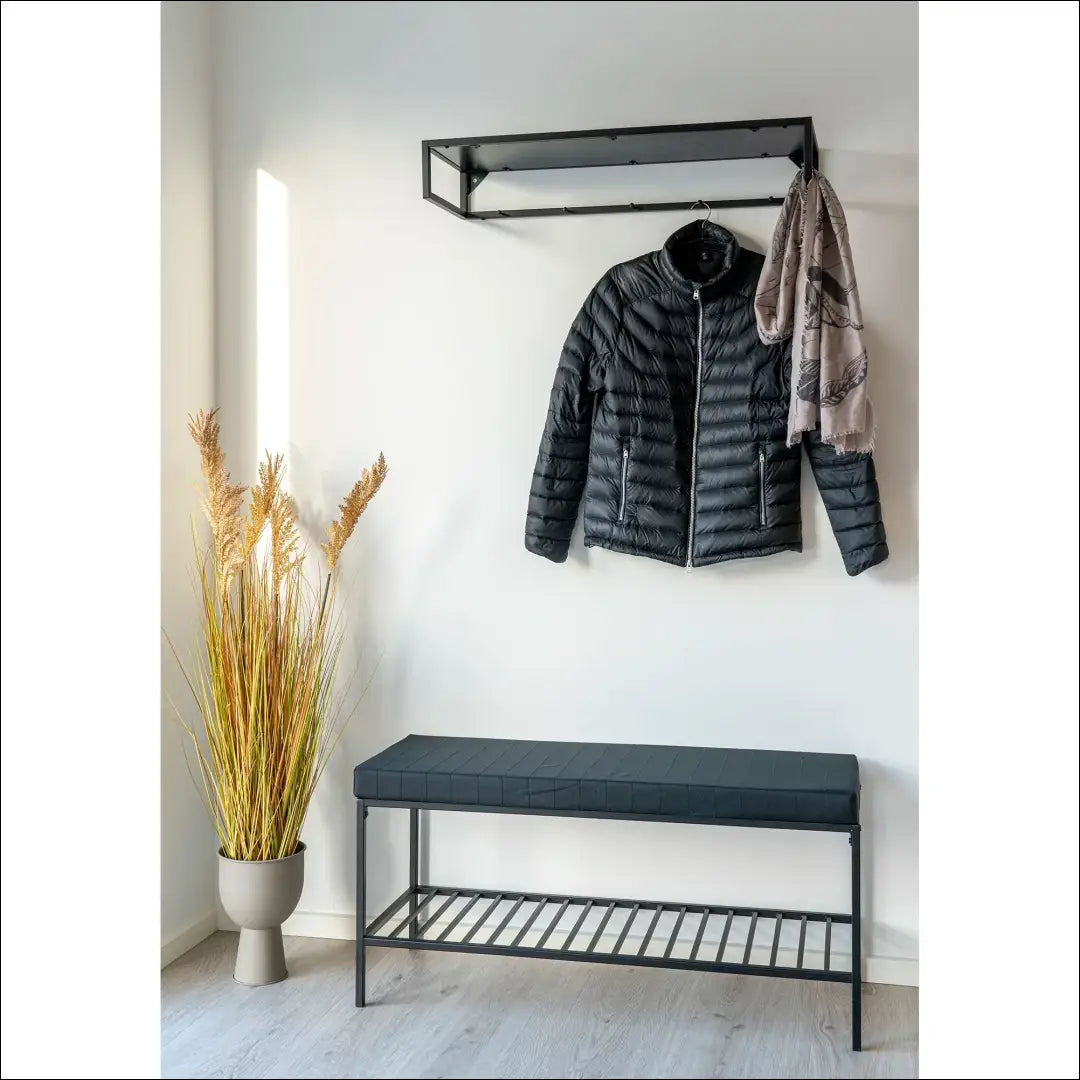 Suoliukas su pagalvėle ir lentyna juodas juodomis kojelėmis 100x36x48,5 cm RD253 - €111 Save 15% 100-200,