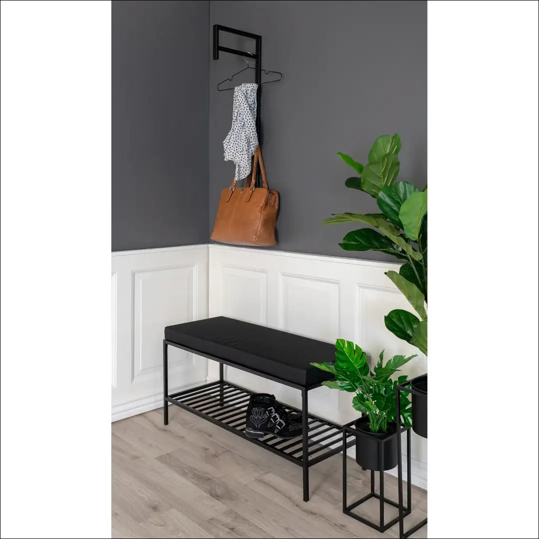 Suoliukas su pagalvėle ir lentyna juodas juodomis kojelėmis 100x36x48,5 cm RD253 - €111 Save 15% 100-200,