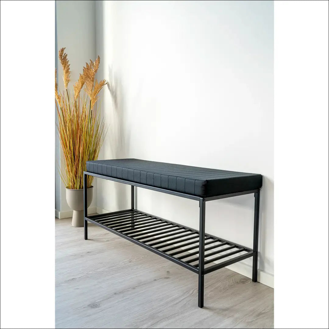 Suoliukas su pagalvėle ir lentyna juodas juodomis kojelėmis 100x36x48,5 cm RD253 - €111 Save 15% 100-200,
