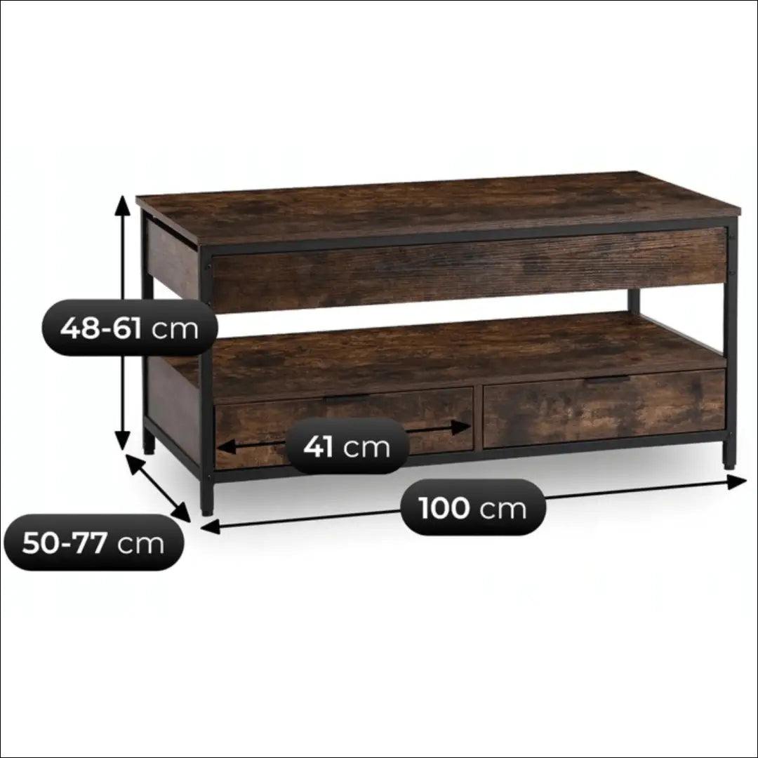 Transformuojamas kavos staliukas prailginamas juodos spalvos / ąžuolo 100 cm TE1106 - €149 Save 15% 100-200,