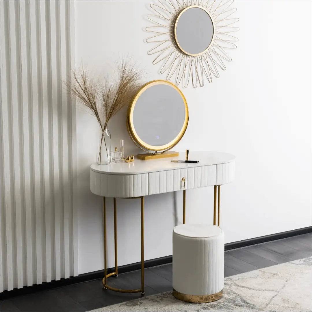 Grožio staliukas iš MDF baltos spalvos / auksinės TE217 - €182 Save 15% 100-200, __label:Pristatymas 5-14 d.d., elite,