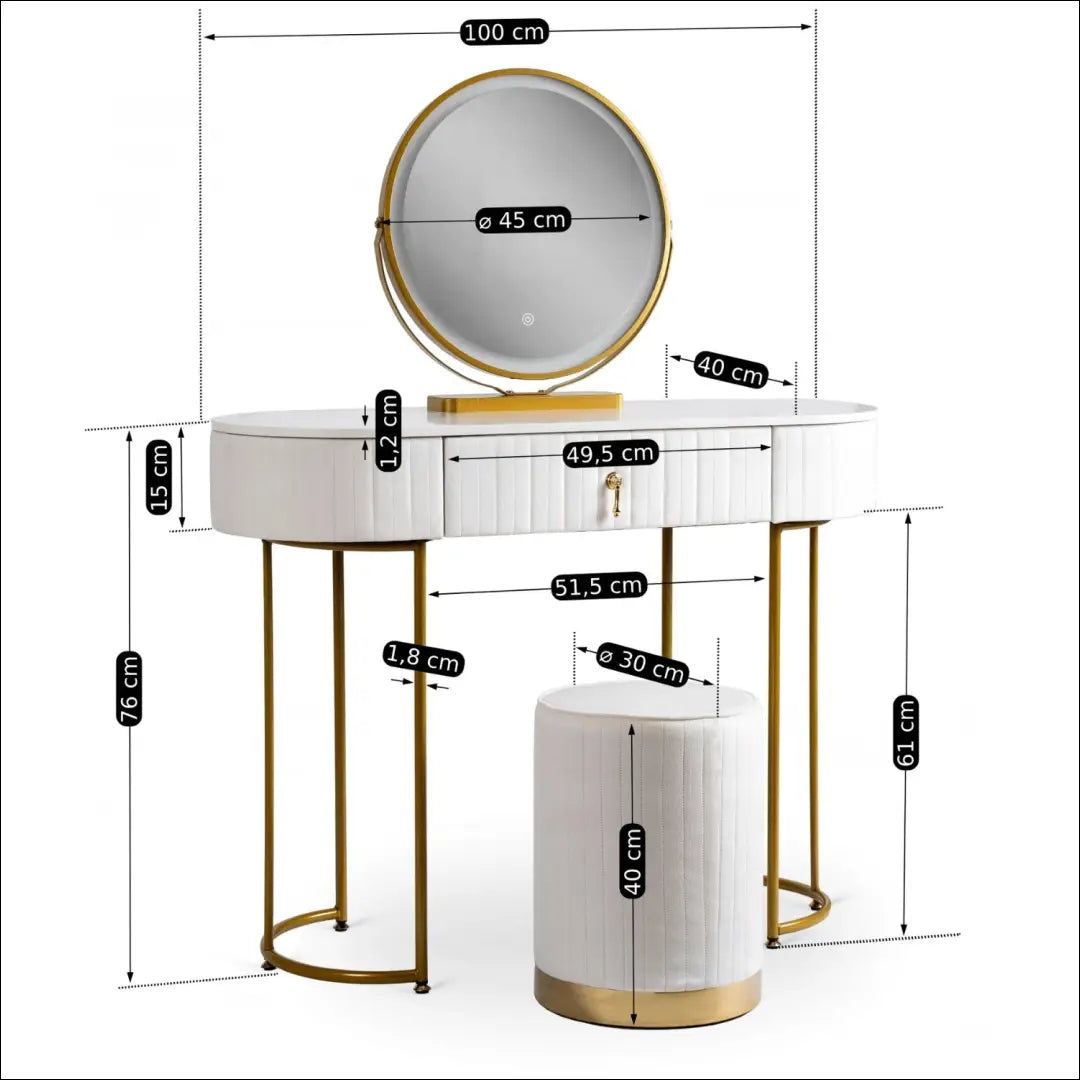 Grožio staliukas iš MDF baltos spalvos / auksinės TE217 - €182 Save 15% 100-200, __label:Pristatymas 5-14 d.d., elite,