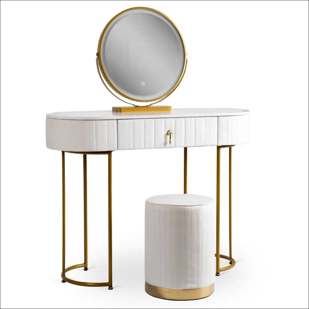 Grožio staliukas iš MDF baltos spalvos / auksinės TE217 - €182 Save 15% 100-200, __label:Pristatymas 5-14 d.d., elite,