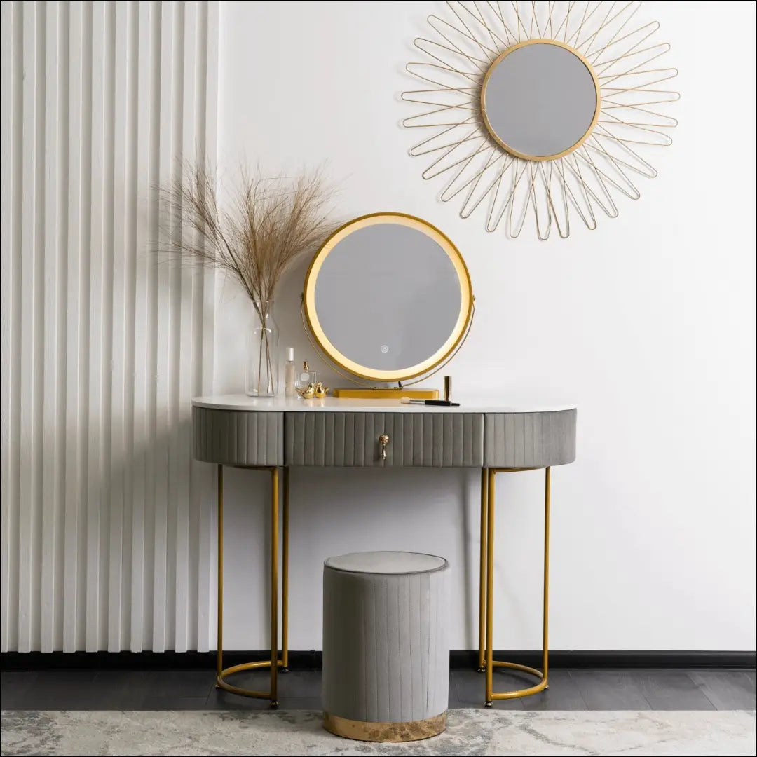 Grožio staliukas iš MDF pilkos spalvos / auksinės TE216 - €123 Save 15% 100-200, __label:Pristatymas 5-14 d.d., elite,