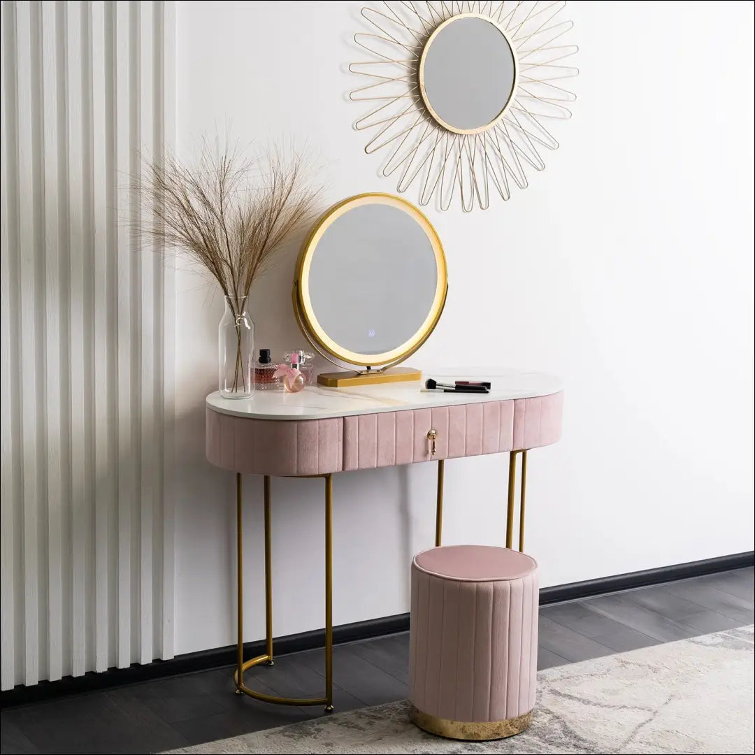 Grožio staliukas iš MDF rožinės spalvos / auksinės TE214 - €156 Save 15% 100-200, __label:Pristatymas 5-14 d.d., elite,