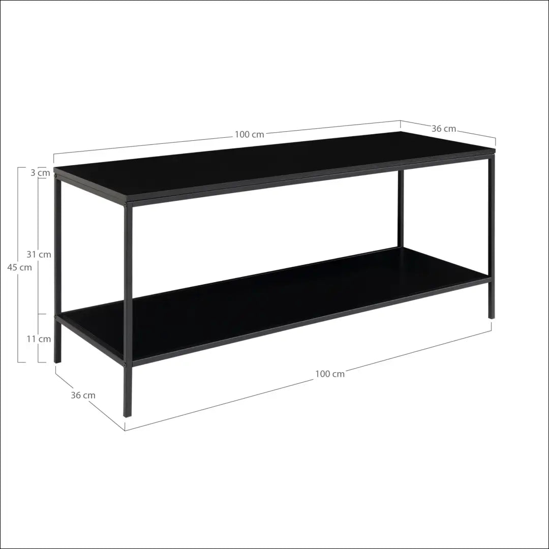 TV staliukas 2 lentynos juodas rėmas 100x36x45 cm RD470 - €82 Save 15% 50-100, __label:Pristatymas 5-14 d.d., Juoda,
