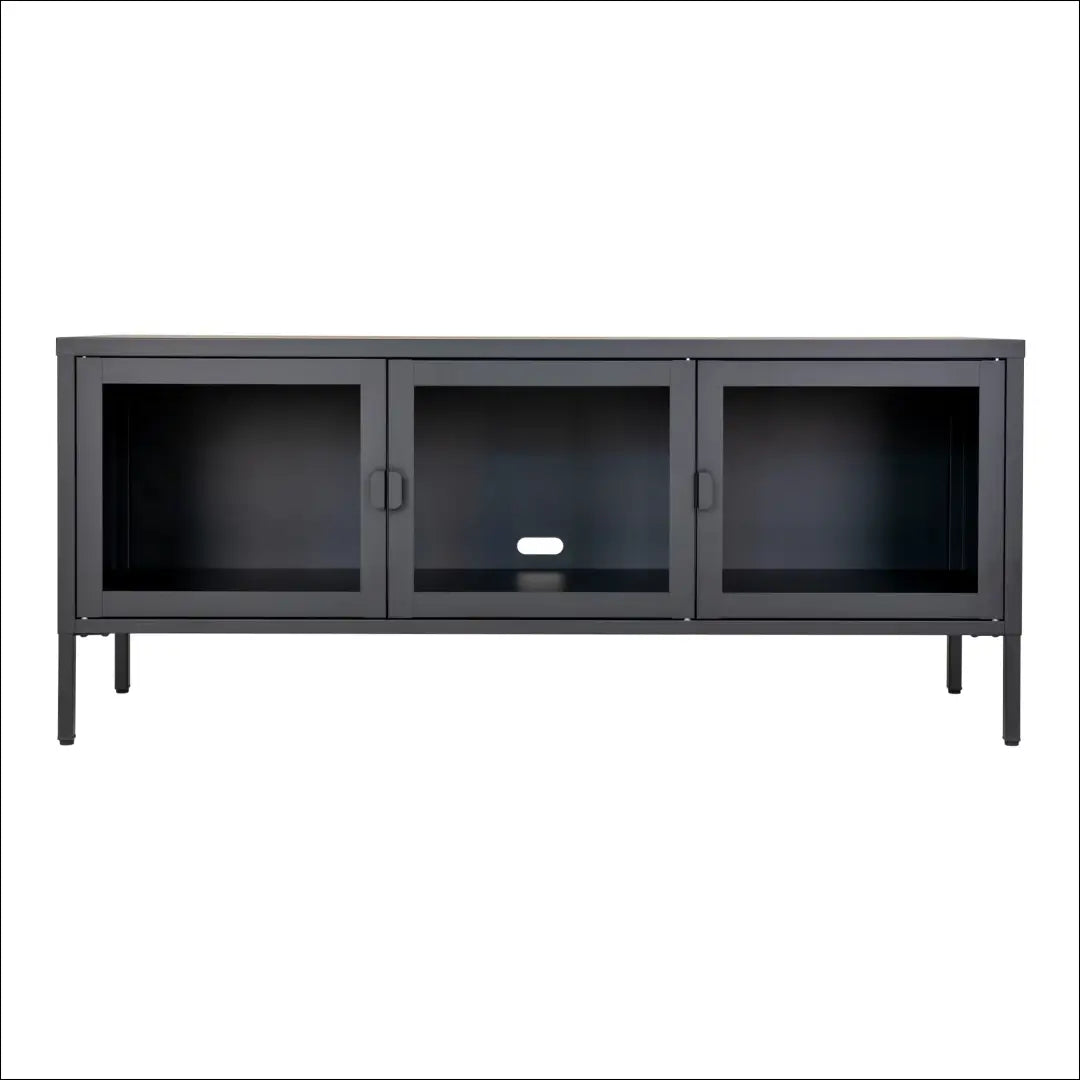 TV staliukas 3 stiklinės durys plienas juodas 130x40x55 cm RD490 - €293 Save 15% __label:Pristatymas 5-14 d.d., Juoda,