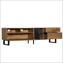 Įkelti vaizdą į galerijos rodinį, TV staliukas SI1152 - €220 Save 50% color-juoda, color-pilka, color-ruda, material-mdf, material-metalas Juoda Fast
