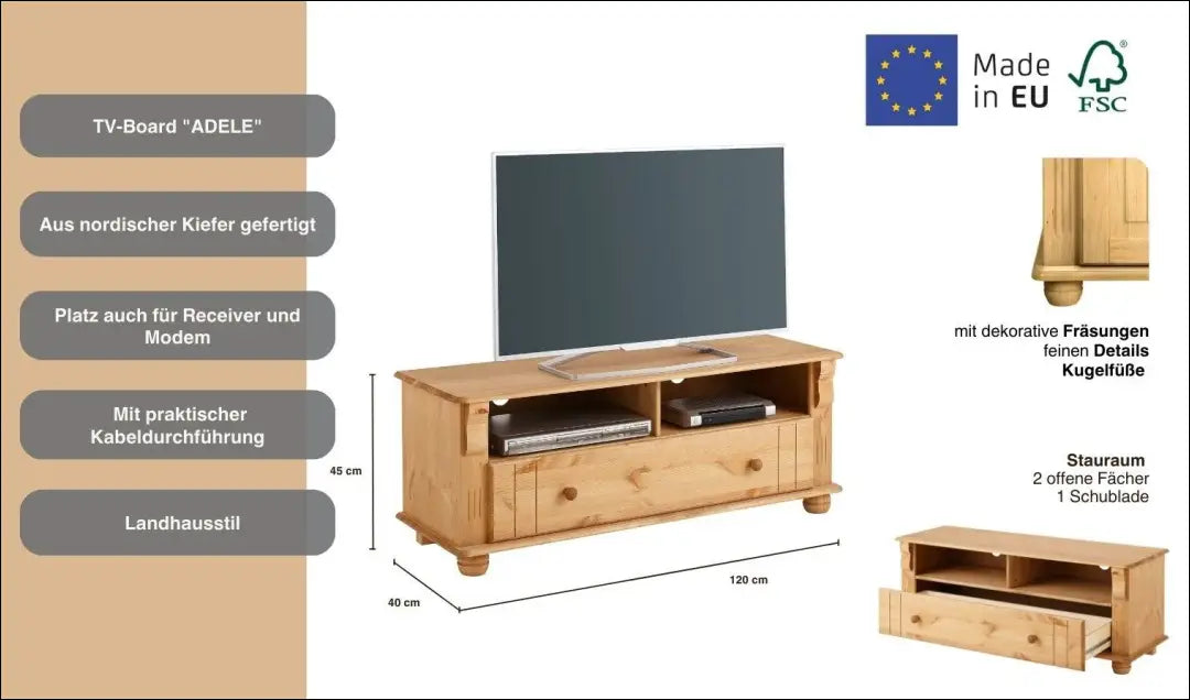 TV staliukas SI2095 - €110 Save 50% 100-200, __label:Pristatymas 1-2 d.d., color-ruda, material-medzio-masyvas, Push