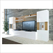 Įkelti vaizdą į galerijos rodinį, TV staliuko komplektas SI1137 - €270 Save 55% color-balta, color-ruda, material-mediena, over-200, svetaines Virš
